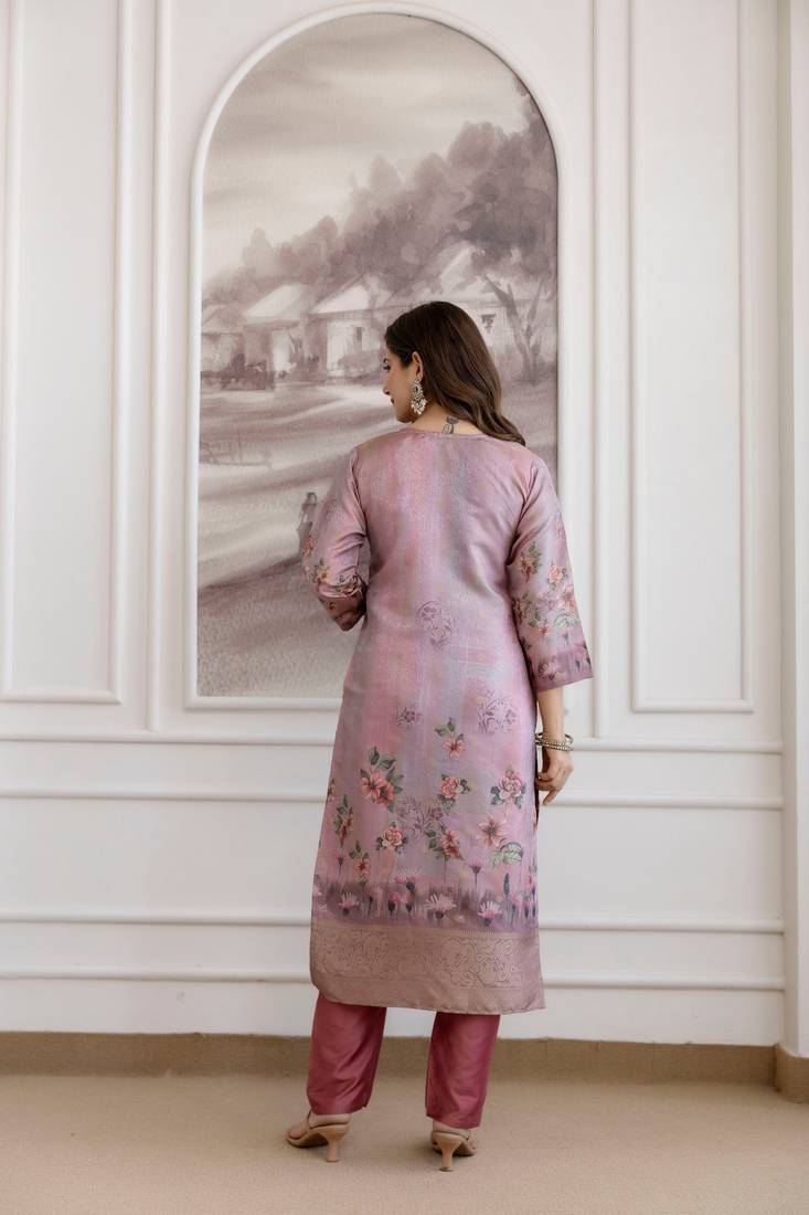 Pink smart readymade fancy graceful suit 