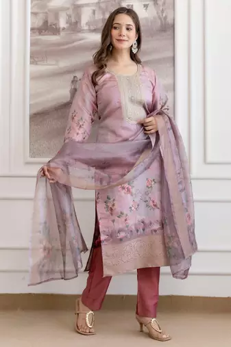 Pink smart readymade fancy graceful suit 