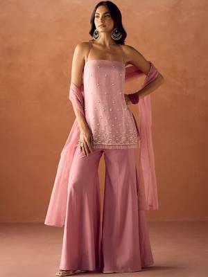 Pink smart readymade fancy graceful suit  1