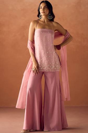 Pink smart readymade fancy graceful suit 