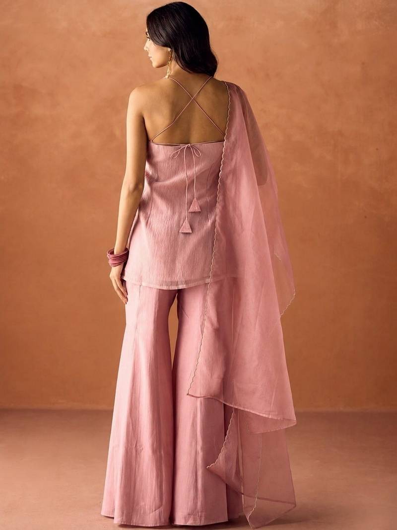 Pink smart readymade fancy graceful suit 
