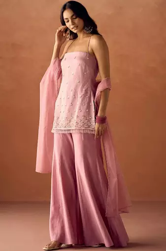 Pink smart readymade fancy graceful suit 