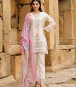 Cream smart readymade fancy graceful suit 