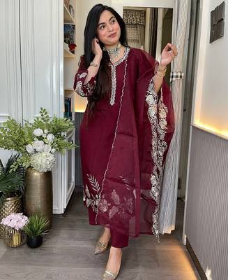 Maroon smart readymade fancy graceful suit  1