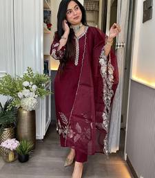Maroon smart readymade fancy graceful suit 