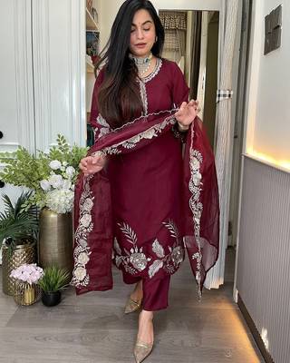 Maroon smart readymade fancy graceful suit  2