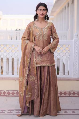 Peach smart readymade fancy graceful suit 