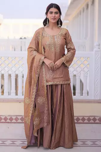 Peach smart readymade fancy graceful suit 