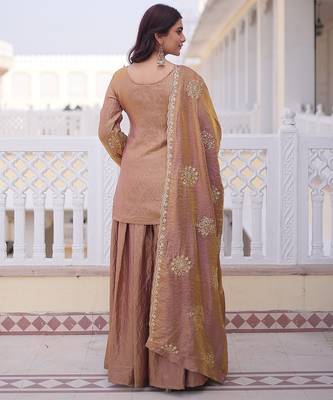 Peach smart readymade fancy graceful suit  2