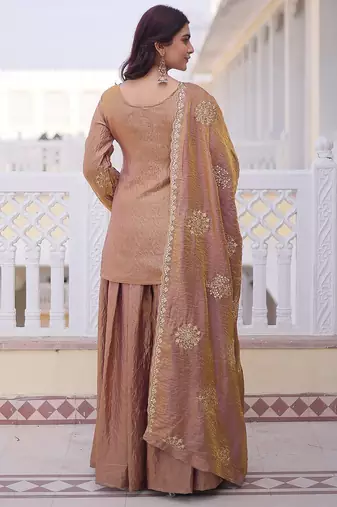 Peach smart readymade fancy graceful suit 