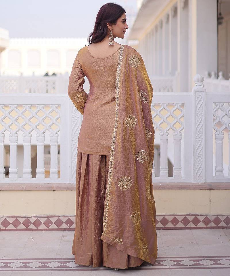 Peach smart readymade fancy graceful suit 