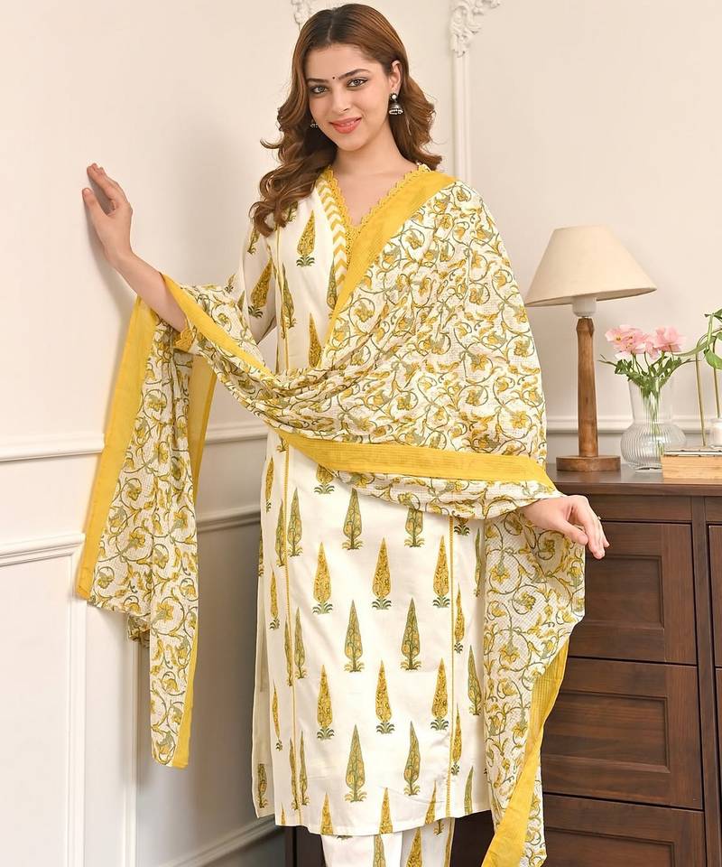 Yellow smart readymade fancy graceful suit 