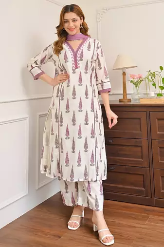 Purple smart readymade fancy graceful suit 