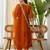 Rust silk blend fabric embroidered work fancy kurta set