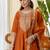 Rust silk blend fabric embroidered work fancy kurta set