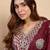Grey silk blend fabric embroidered work fancy kurta set