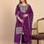 Purple silk blend fabric embroidered work fancy kurta set