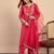 Pink silk blend fabric embroidered work fancy kurta set