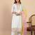 Off white silk blend fabric embroidered work fancy kurta set