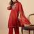Rust silk blend fabric embroidered work fancy kurta set