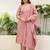 Baby pink roman silk fabric embroidered work fancy kurta set
