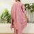 Baby pink roman silk fabric embroidered work fancy kurta set