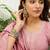 Baby pink roman silk fabric embroidered work fancy kurta set