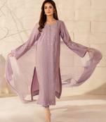 Lavender french crepe embroidery work kurta set