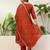 Rust roman silk fabric embroidered work fancy kurta set