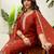 Rust roman silk fabric embroidered work fancy kurta set