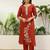 Rust roman silk fabric embroidered work fancy kurta set