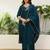 Navy blue roman silk fabric embroidered work fancy kurta set