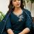Navy blue roman silk fabric embroidered work fancy kurta set