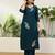 Navy blue roman silk fabric embroidered work fancy kurta set