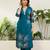 Teal blue roman silk fabric embroidered work fancy kurta set