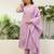 Lavender roman silk fabric embroidered work fancy kurta set