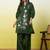 Green beautiful embroidery work top bottom coord set 