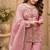 Pink fendy satin beads embroidery work kurta set