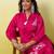Pink beautiful embroidery work top bottom coord set 
