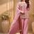 Pink fendy satin beads embroidery work kurta set