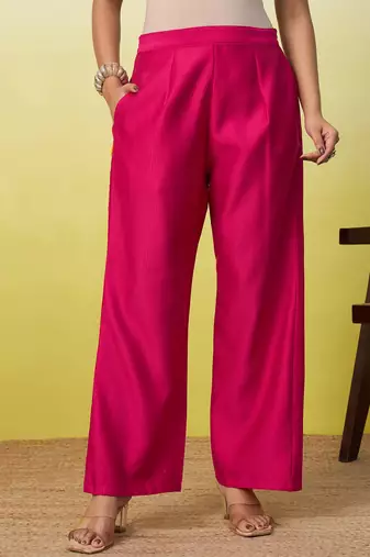 Pink beautiful embroidery work top bottom coord set 