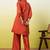 Rust color beautiful embroidery work top bottom coord set for formal looks