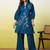 Teal beautiful embroidery work top bottom coord set 