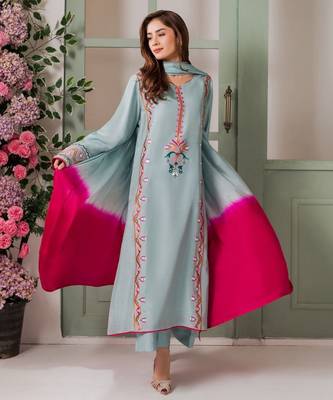 Sky blue color beautiful designer attire for glamorous party looks 2