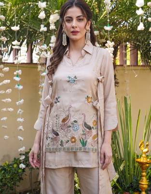 Cream beautiful Kurta set 4