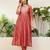 Peach color jacquard silk fabric designer embroidered ethnic readymade suit for girls