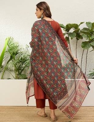 Rust jio cotton embroidered ethnic readymade suit  2