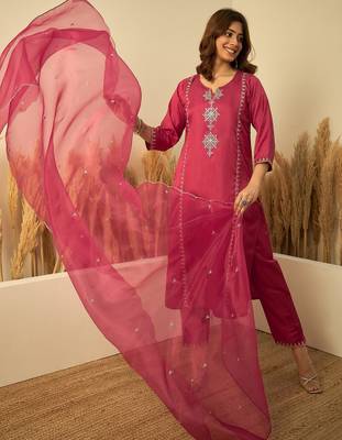 Cherry zora silk embroidered ethnic readymade suit  1