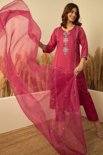 Cherry zora silk embroidered ethnic readymade suit 