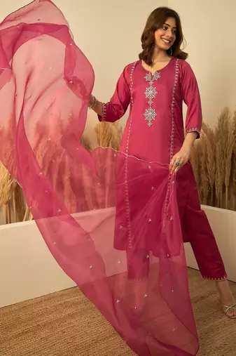 Cherry zora silk embroidered ethnic readymade suit 